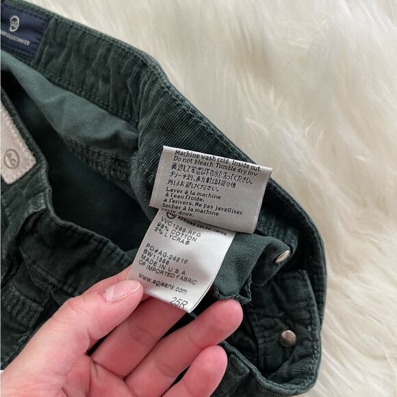AG Adriano Goldschmied Velvet Dark Green Corduroy Jeans 25 - Picture 8 of 8